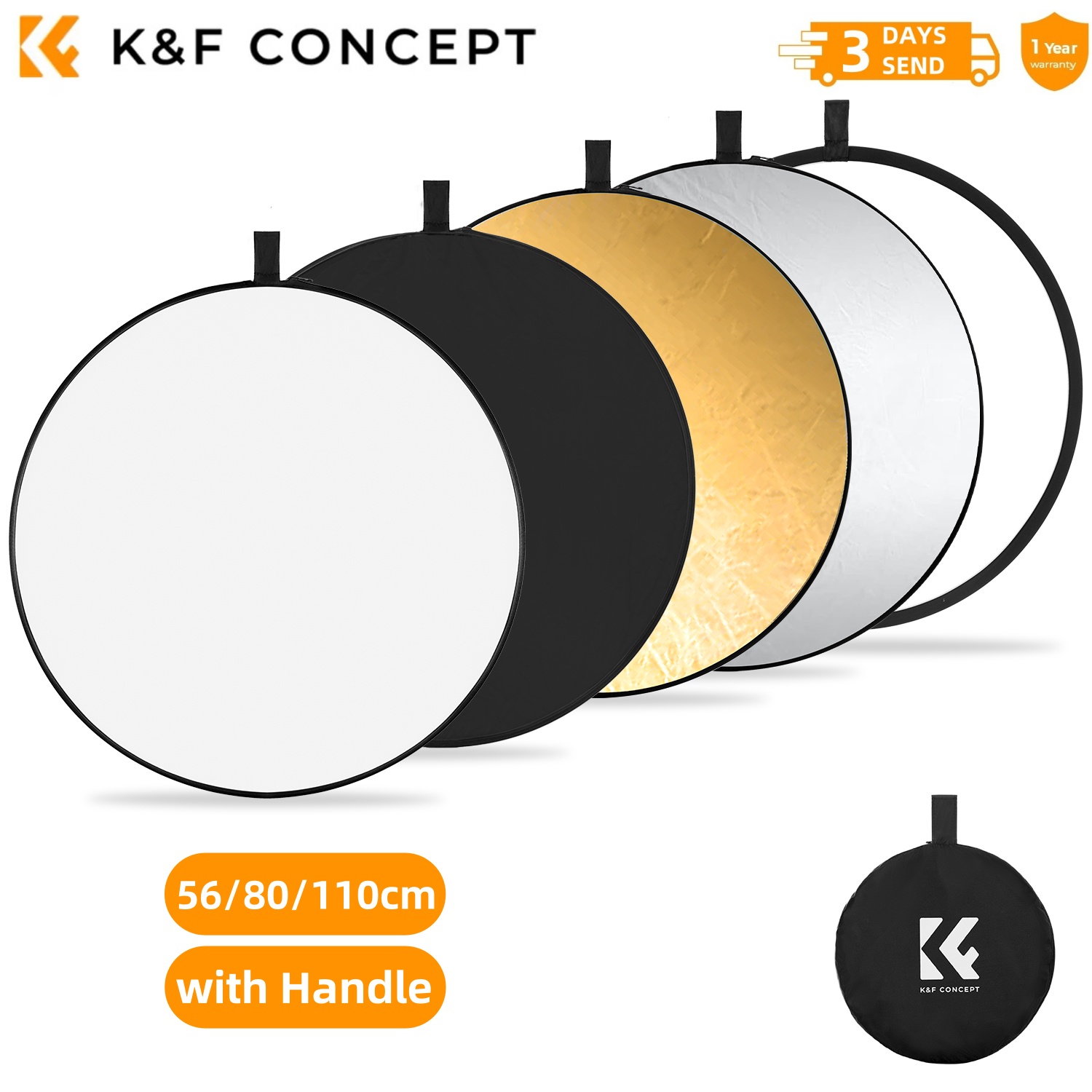 Reflector 5 In 1 - K&F CONCEPT 56/80/110cm 5-w-1 Fotograficzny Namiot