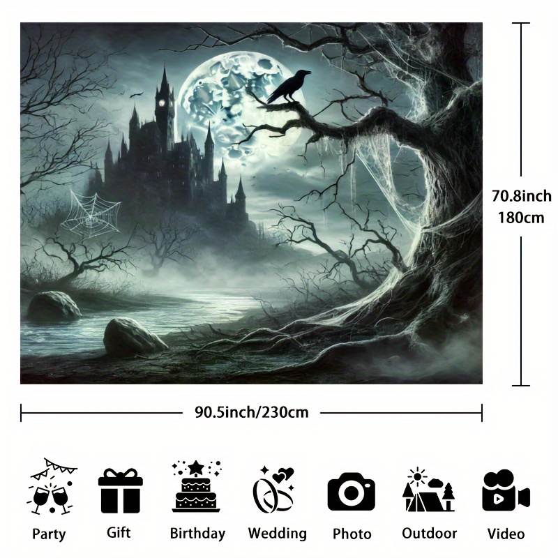 Tło Halloween z motywem zamku  – Photography Dark Cloth recenzja i cena